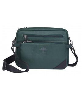 Lorenz Gents/Unisex Saffiano Grain PU X-Body Bag with Front Detachable Top Zip Pouch